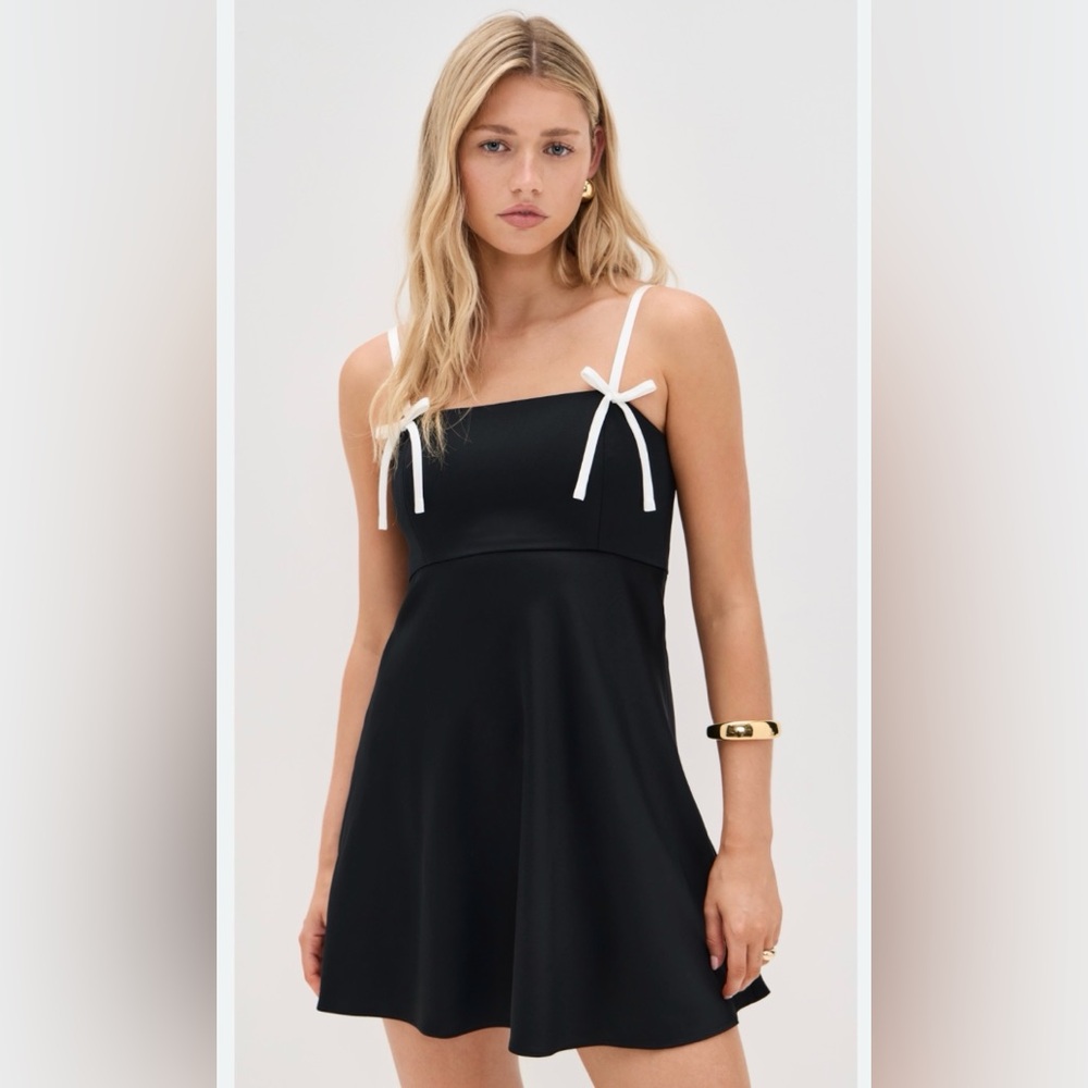 Alice + Olivia Morgan Babydoll Mini Dress Bow Straps Size 4
